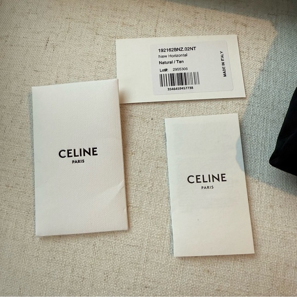 CELINE Horizontal Beige Canvas Calfskin Logo Tote Bag - Picture 15 of 15